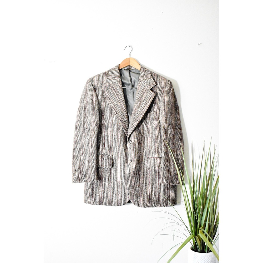 Liberty House Blazer Men 42 Brown Multicolor Vintage Herringbone Striped Jacket